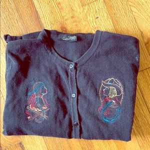 cowgirl & Indian embroidered black cardigan